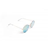Lunette de Soleil Ronde Cuivre Verres Miroirs Jaunes-2