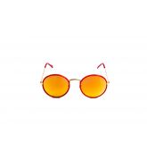 Lunette de Soleil Ronde Rouge Verres Miroirs Oranges-1