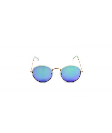 Lunette de Soleil Ronde Vert Verres Miroirs Verts