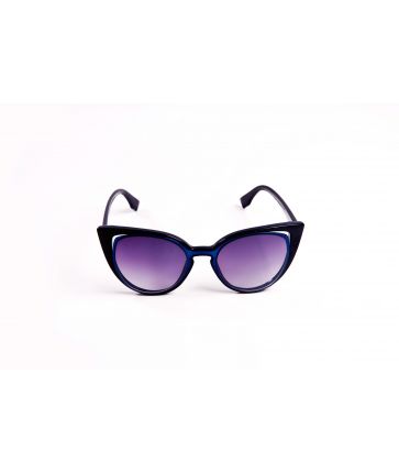 Lunettes de soleil bleue yeux de chat avec découpe