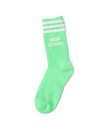 NIQUER DES MERES WHITE GREEN SOCKS