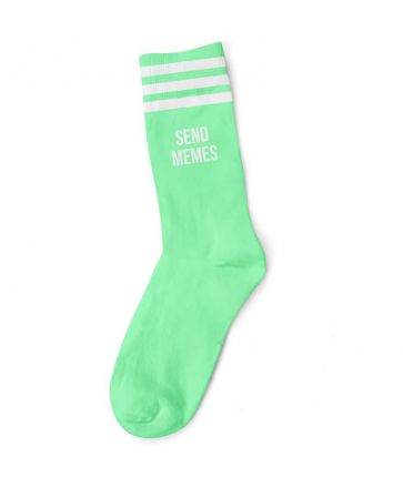 SEND MEMES WHITE GREEN SOCKS