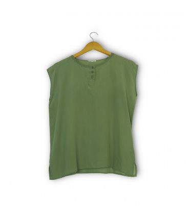 T-shirt kaki en soie