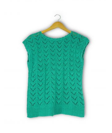 Top en crochet bleu turquoise